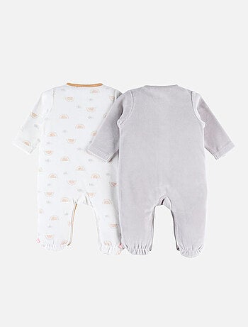 Lot de 2 pyjamas 1-pièce en velours, clair/écru Noukie's