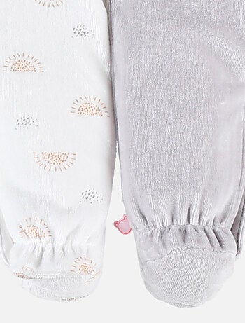Lot de 2 pyjamas 1-pièce en velours, clair/écru Noukie's