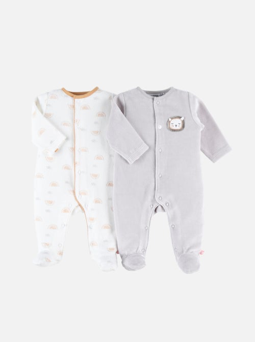 Lot de 2 pyjamas 1-pièce en velours, clair/écru Noukie's - Kiabi