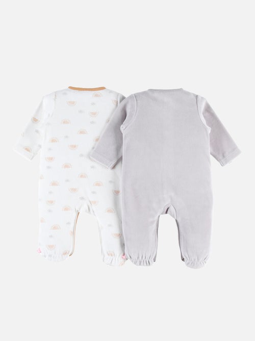 Lot de 2 pyjamas 1-pièce en velours, clair/écru Noukie's - Kiabi