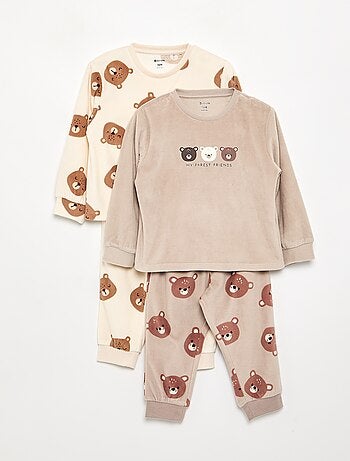 Lot de 2 pyjamas 2 pièces en polaire imprimé