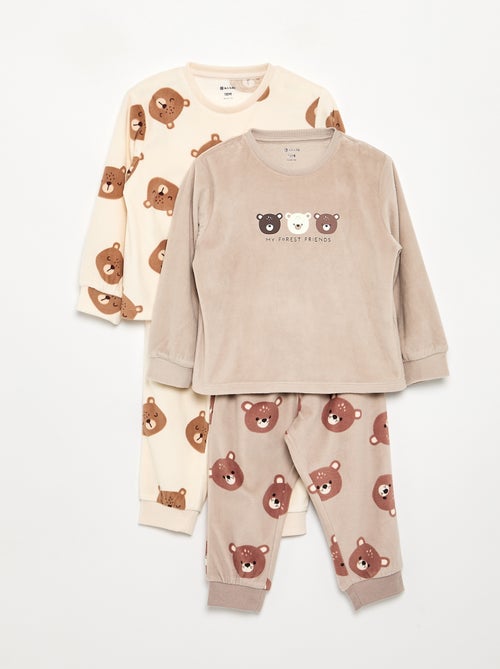 Lot de 2 pyjamas 2 pièces en polaire imprimé - Kiabi