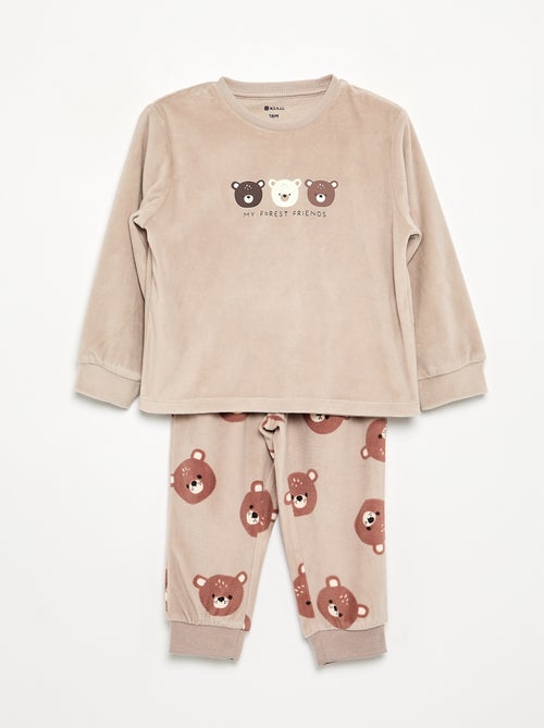 Lot de 2 pyjamas 2 pièces en polaire imprimé - Kiabi