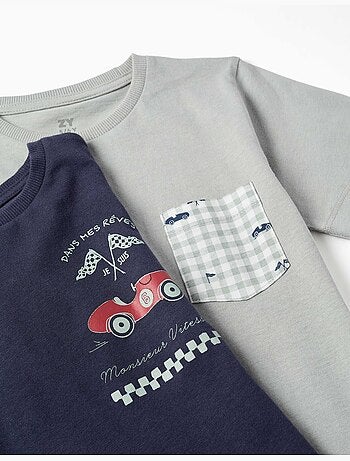 Lot de 2 pyjamas à manches courtes en coton avec imprimés voitures