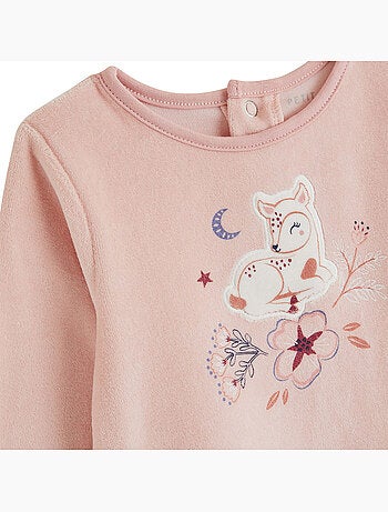 Lot de 2 pyjamas bébé 2 pièces en velours à pieds retroussables cléo