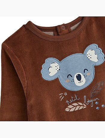 Lot de 2 pyjamas bébé 2 pièces en velours à pieds retroussables mathéo