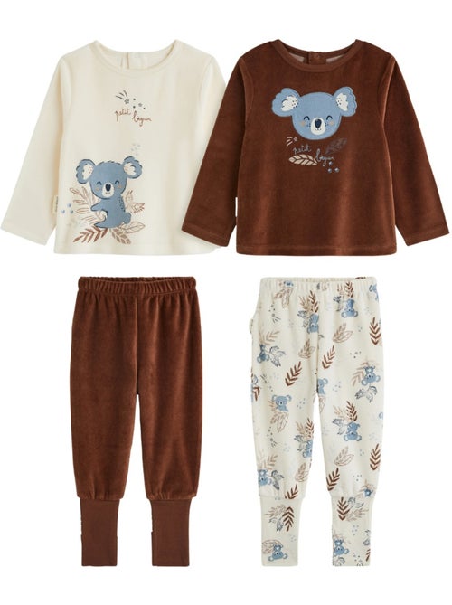 Lot de 2 pyjamas bébé 2 pièces en velours à pieds retroussables mathéo - Kiabi Lot de 2 pyjamas bébé 2 pièces en velours à pieds retroussables mathéo - Kiabi