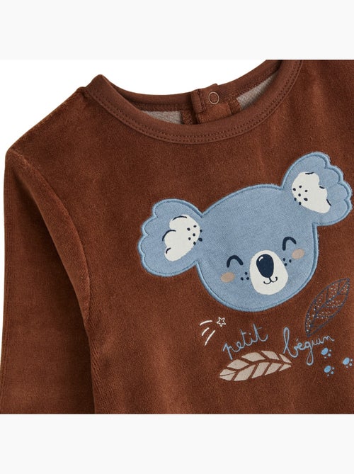 Lot de 2 pyjamas bébé 2 pièces en velours à pieds retroussables mathéo - Kiabi Lot de 2 pyjamas bébé 2 pièces en velours à pieds retroussables mathéo - Kiabi