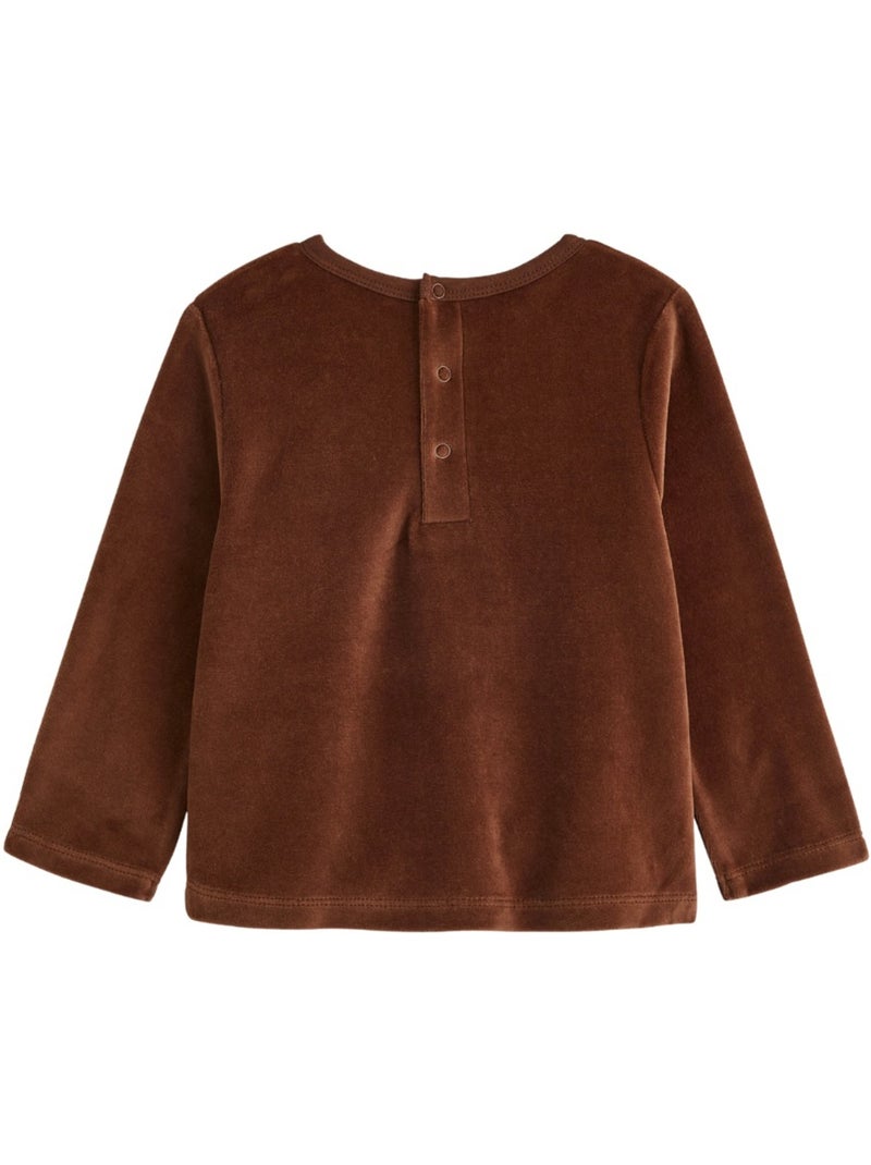 Lot de 2 pyjamas bébé 2 pièces en velours à pieds retroussables mathéo Marron - Kiabi