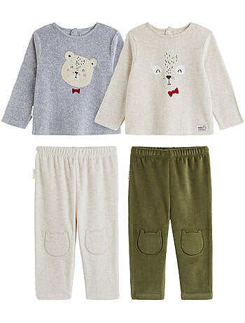 Lot de 2 pyjamas bébé 2 pièces en velours pistache