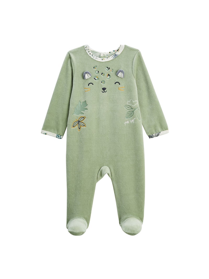 Lot de 2 pyjamas bébé en velours Boavista Kaki - Kiabi