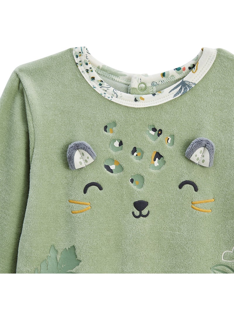 Lot de 2 pyjamas bébé en velours Boavista Kaki - Kiabi