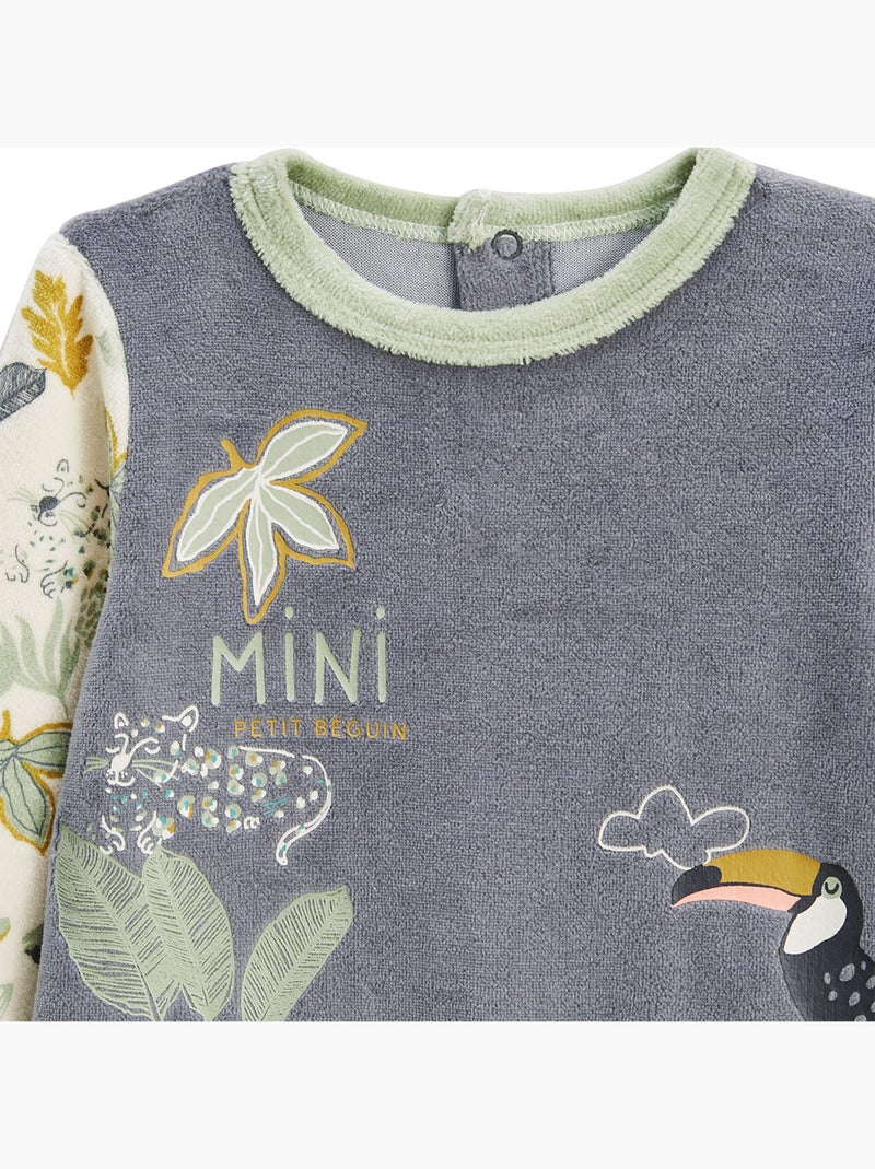 Lot de 2 pyjamas bébé en velours Boavista Kaki - Kiabi