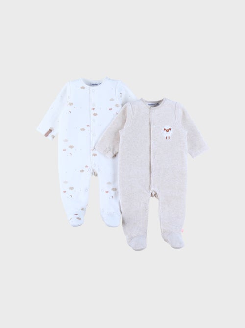 Lot de 2 pyjamas bébé en velours brodé mouton Noukie's - Kiabi