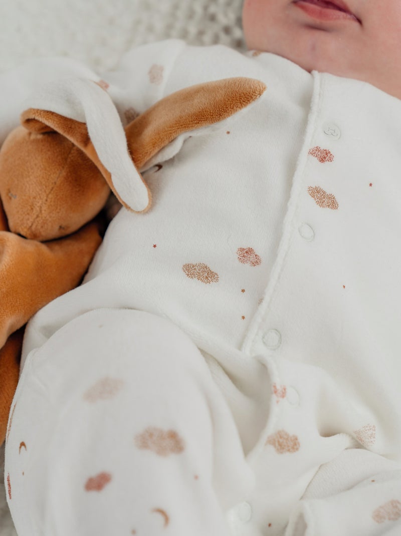 Lot de 2 pyjamas bébé en velours brodé mouton Noukie's Ecru - Kiabi
