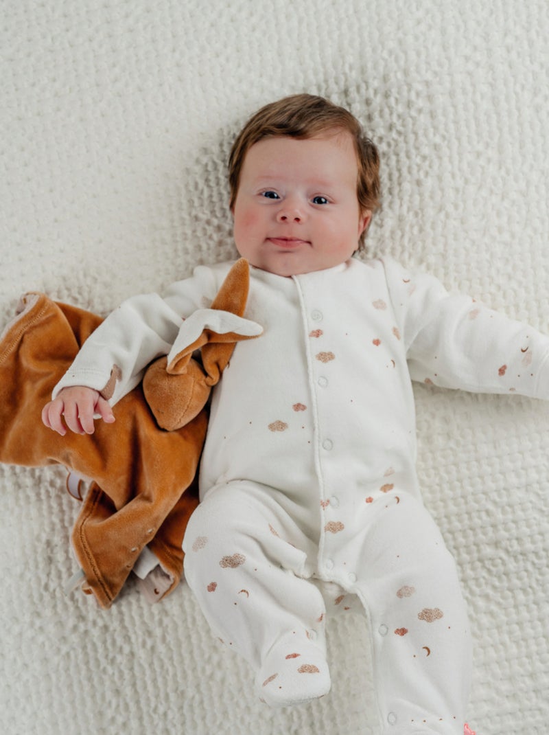 Lot de 2 pyjamas bébé en velours brodé mouton Noukie's Ecru - Kiabi