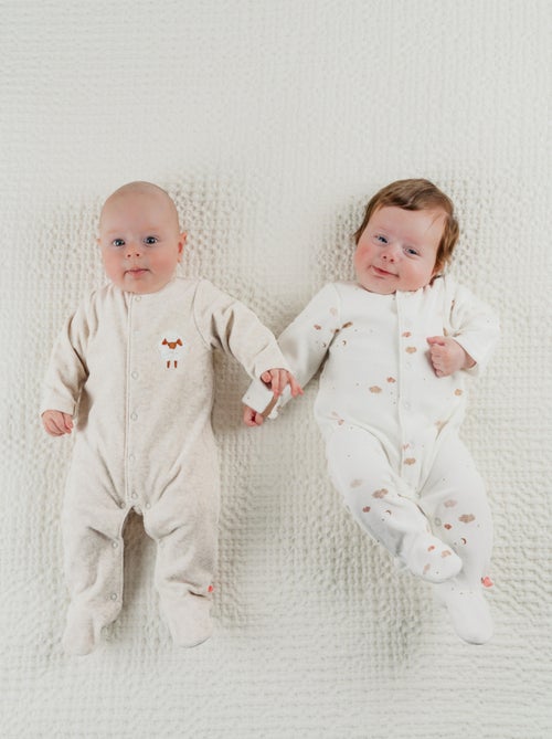 Lot de 2 pyjamas bébé en velours brodé mouton Noukie's - Kiabi