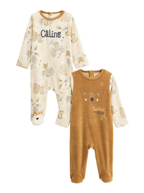 Lot de 2 pyjamas bébé en velours Constellation - Kiabi