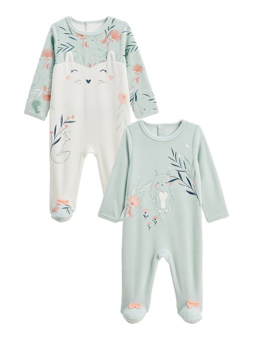 Lot de 2 pyjamas bébé en velours Dina - Kiabi