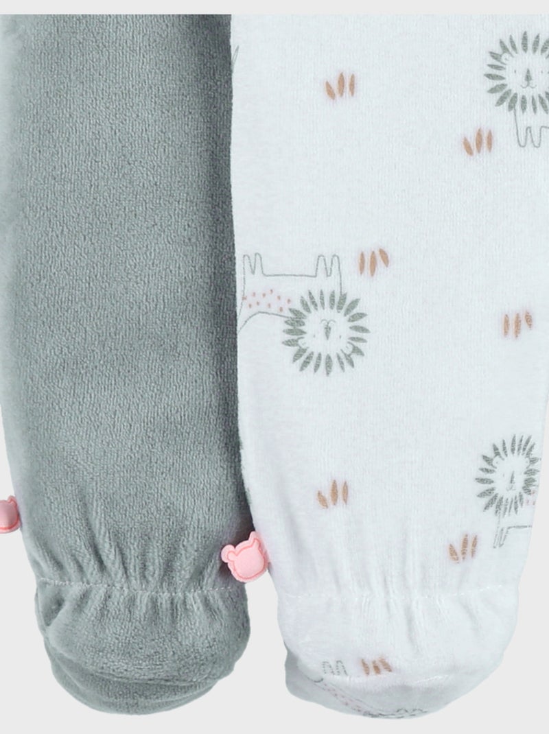 Lot de 2 pyjamas bébé en velours doux Noukie's Beige - Kiabi