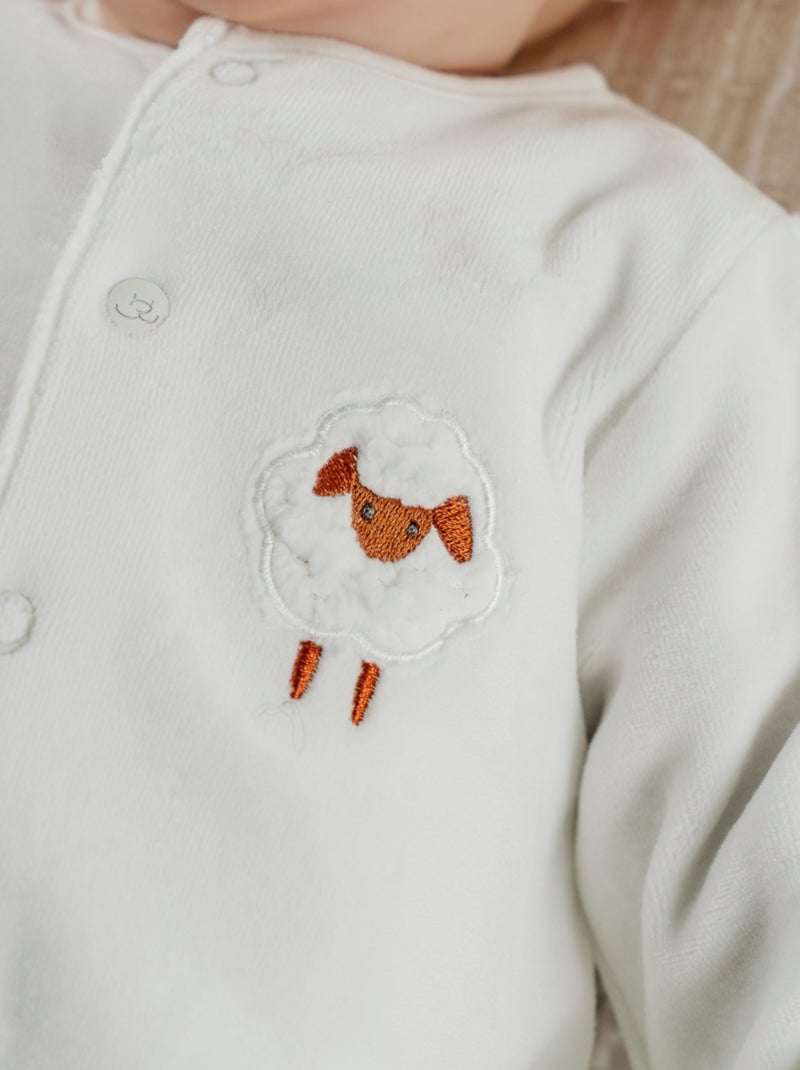 Lot de 2 pyjamas bébé en velours doux Noukie's Ecru - Kiabi