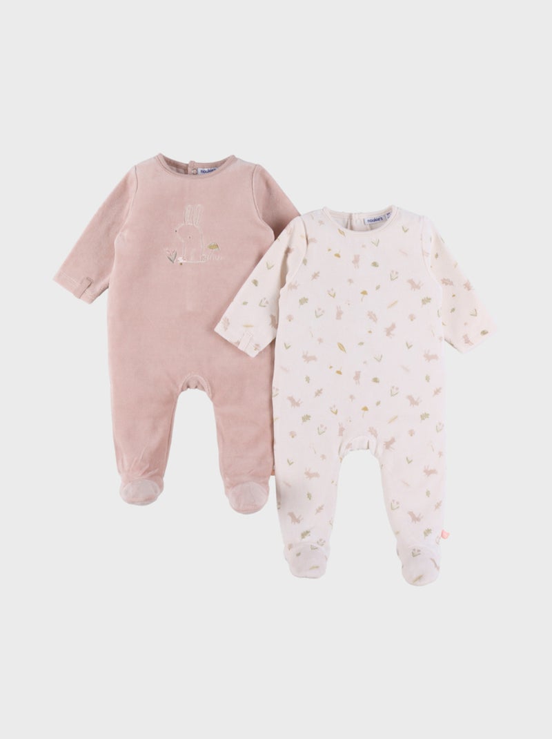 Lot de 2 pyjamas bébé en velours doux Noukie's Rose - Kiabi