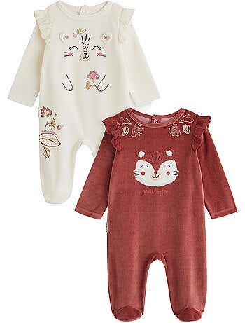 Lot de 2 pyjamas bébé en velours léa