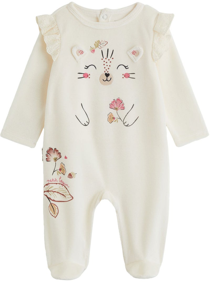 Lot de 2 pyjamas bébé en velours léa Rose - Kiabi