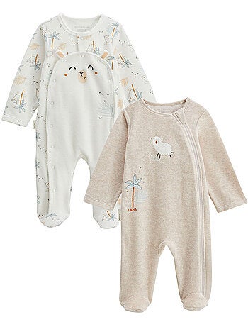 Lot de 2 pyjamas bébé en velours Noisette