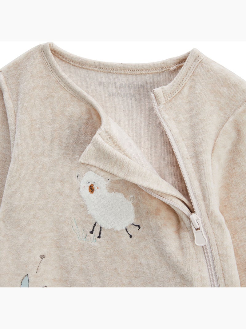 Lot de 2 pyjamas bébé en velours Noisette Ecru - Kiabi