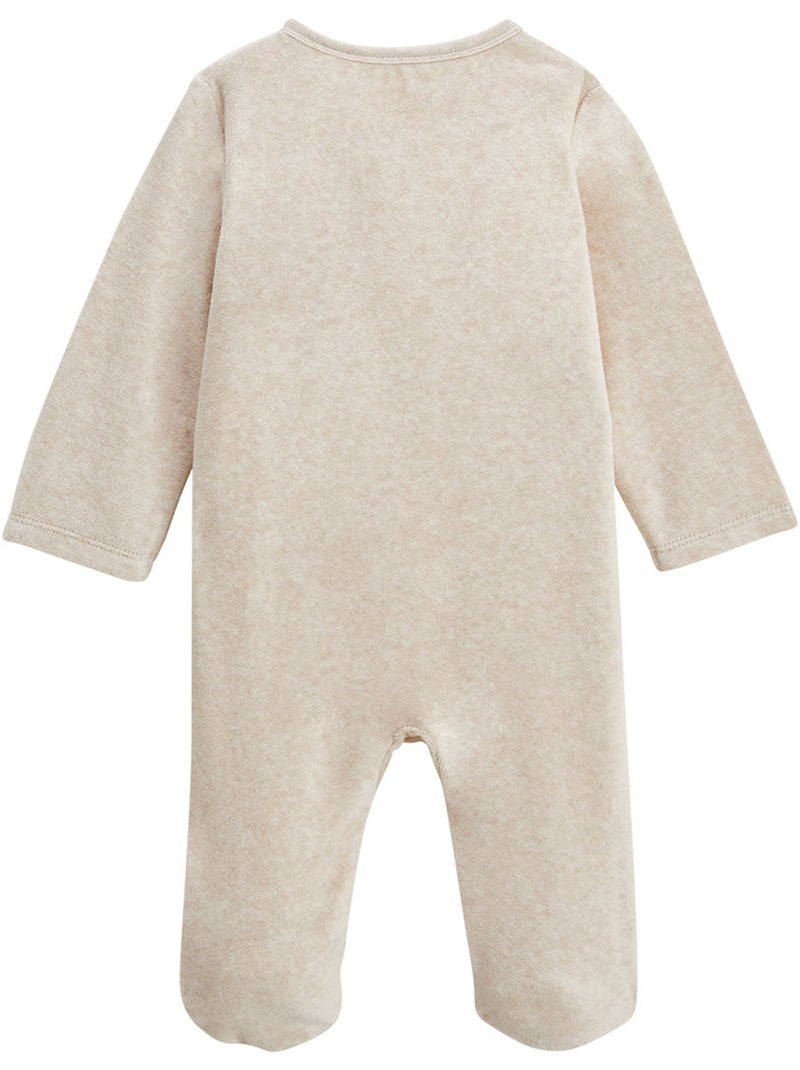 Lot de 2 pyjamas bébé en velours Noisette Ecru - Kiabi