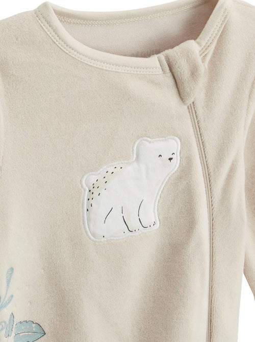 Lot de 2 pyjamas bébé en velours ouverture zippée Câlins - Kiabi
