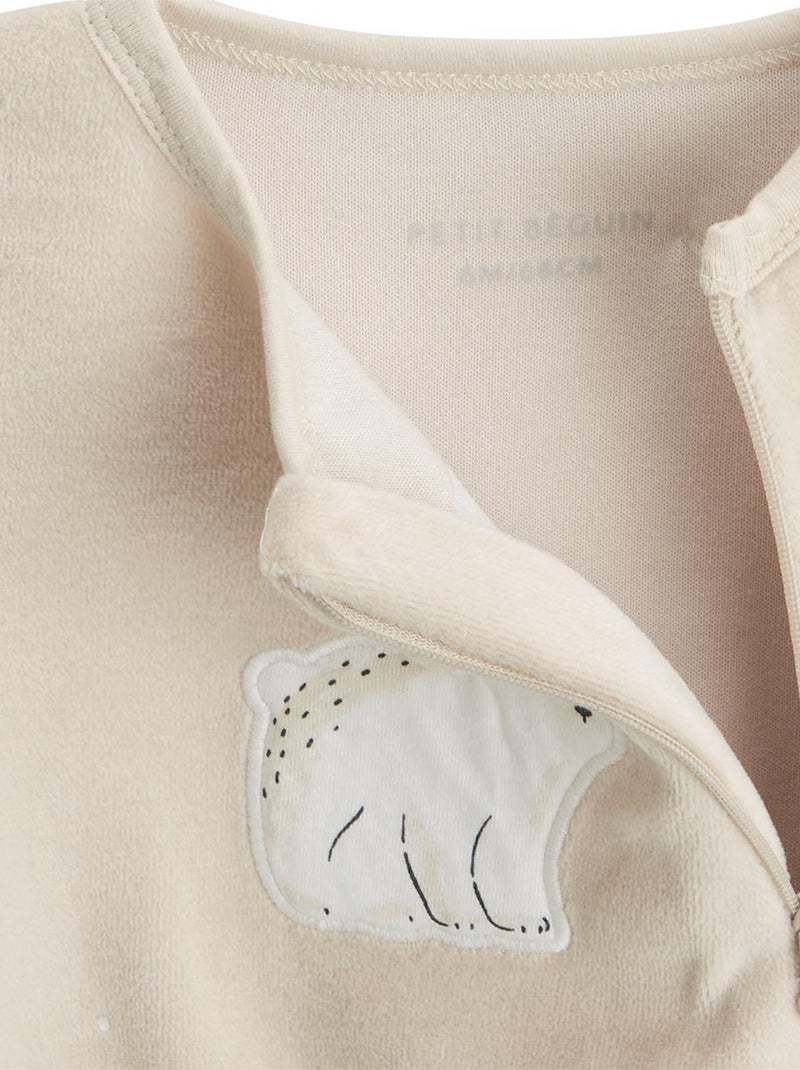 Lot de 2 pyjamas bébé en velours ouverture zippée Câlins Beige - Kiabi