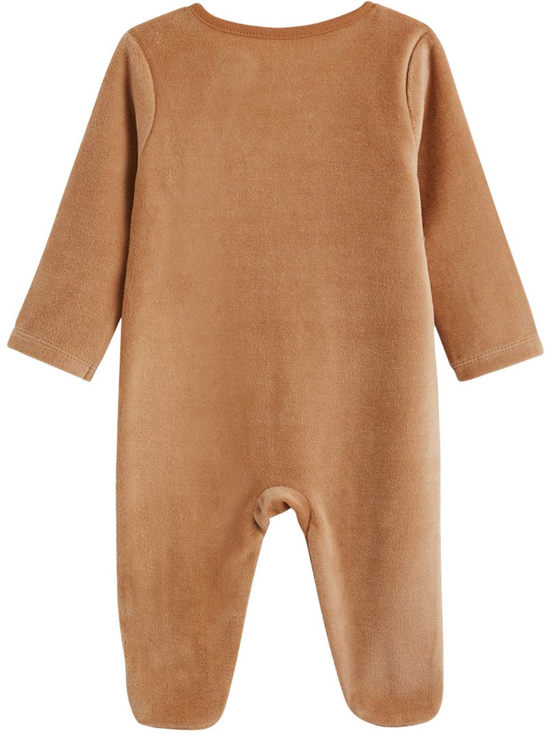 Lot de 2 pyjamas bébé en velours ouverture zippée caramel Marron - Kiabi