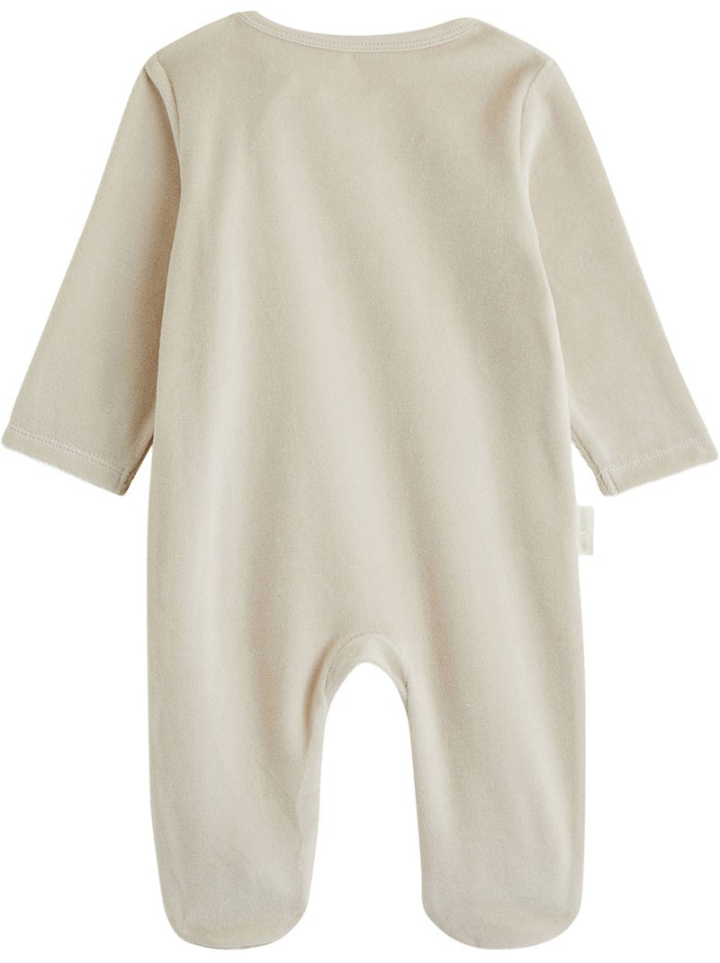 Lot de 2 pyjamas bébé en velours ouverture zippée Ecru - Kiabi