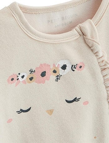 Lot de 2 pyjamas bébé en velours ouverture zippée Perle