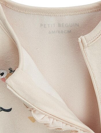 Lot de 2 pyjamas bébé en velours ouverture zippée Perle