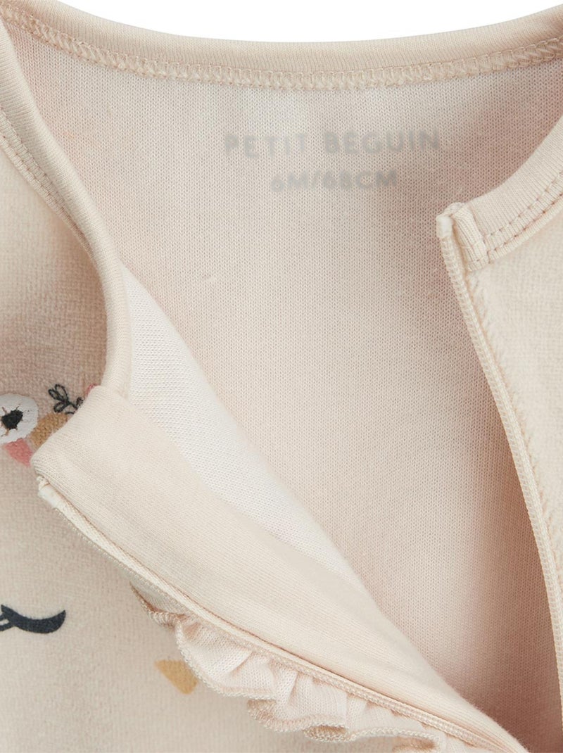 Lot de 2 pyjamas bébé en velours ouverture zippée Perle Ecru - Kiabi
