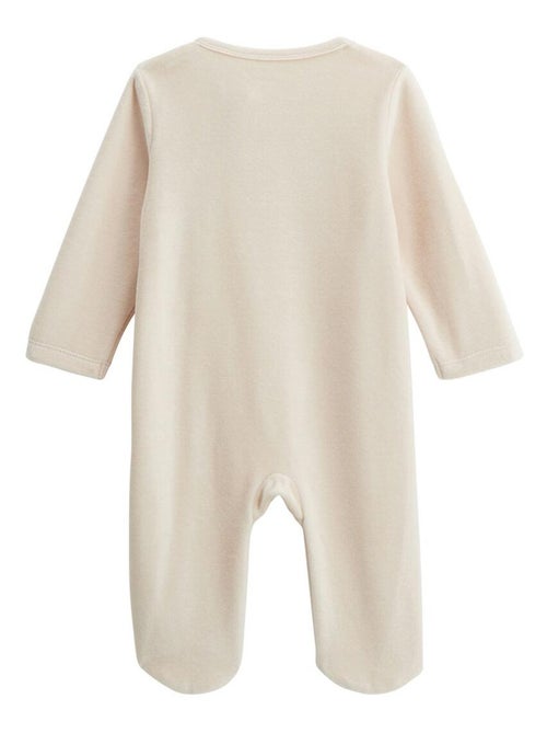 Lot de 2 pyjamas bébé en velours ouverture zippée Perle - Kiabi