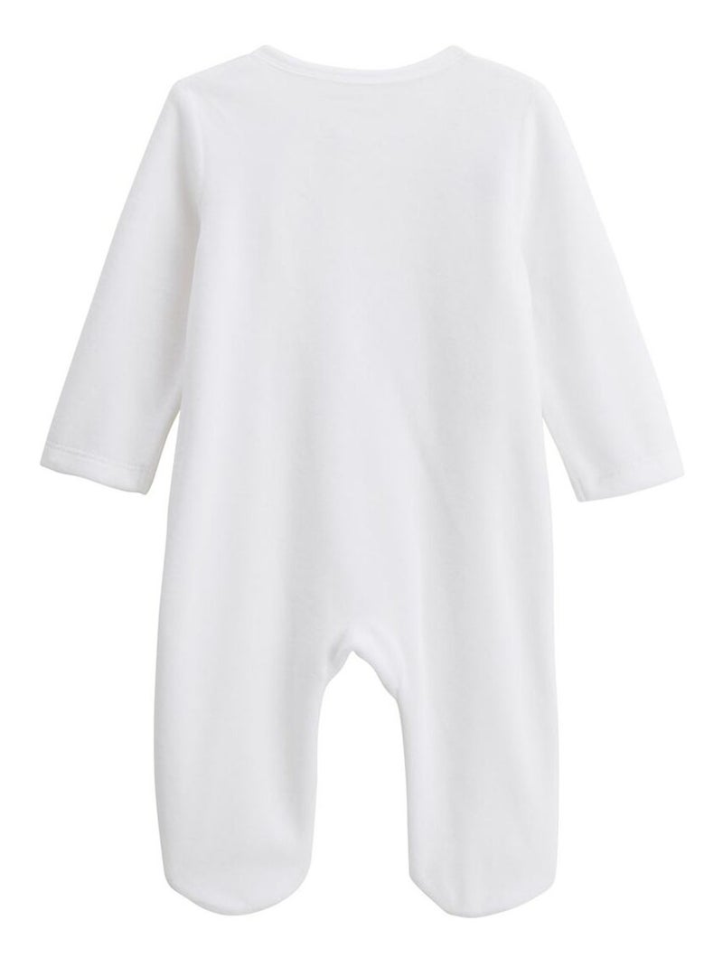 Lot de 2 pyjamas bébé en velours ouverture zippée Perle Ecru - Kiabi