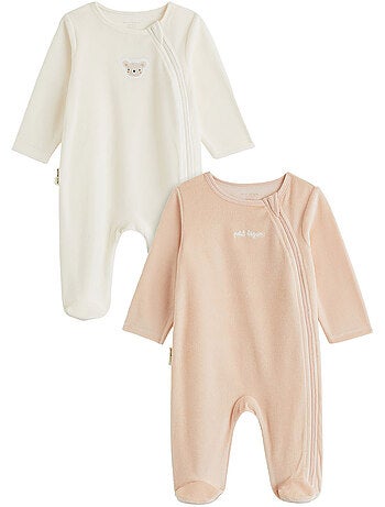 Lot de 2 pyjamas bébé en velours ouverture zippée