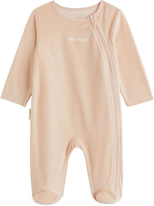 Lot de 2 pyjamas bébé en velours ouverture zippée - Kiabi Lot de 2 pyjamas bébé en velours ouverture zippée - Kiabi