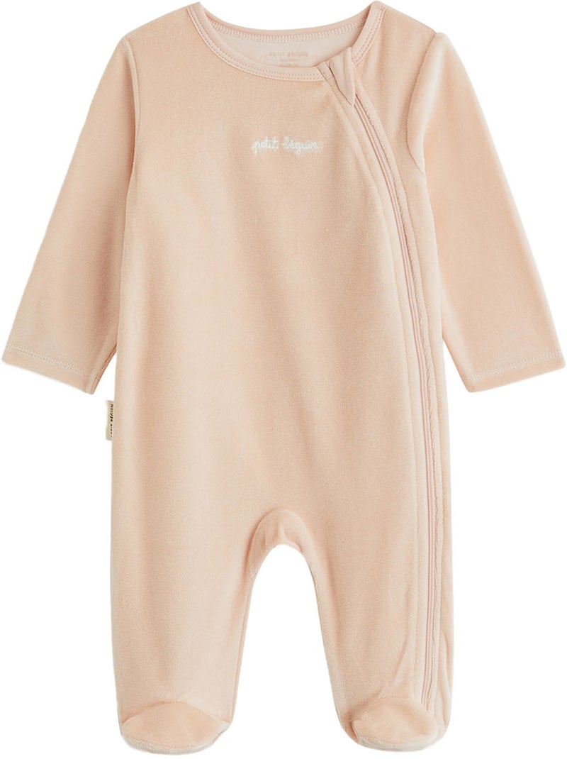 Lot de 2 pyjamas bébé en velours ouverture zippée Rose - Kiabi
