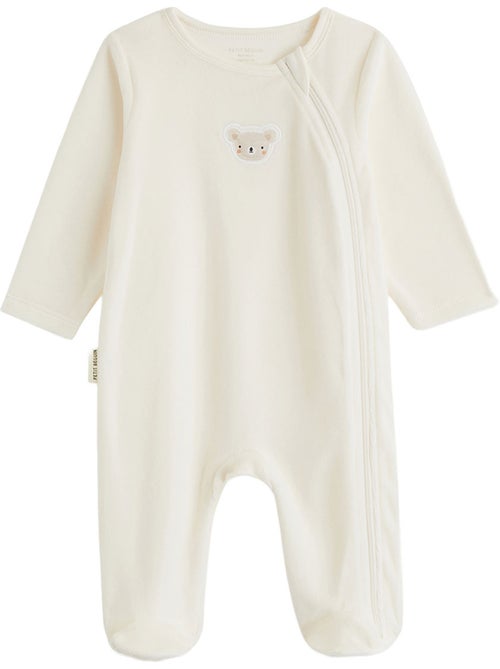 Lot de 2 pyjamas bébé en velours ouverture zippée - Kiabi Lot de 2 pyjamas bébé en velours ouverture zippée - Kiabi
