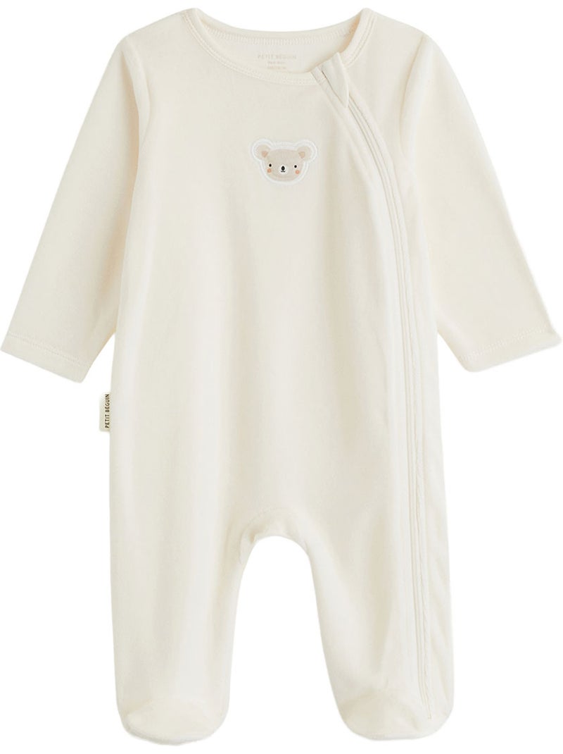 Lot de 2 pyjamas bébé en velours ouverture zippée Rose - Kiabi