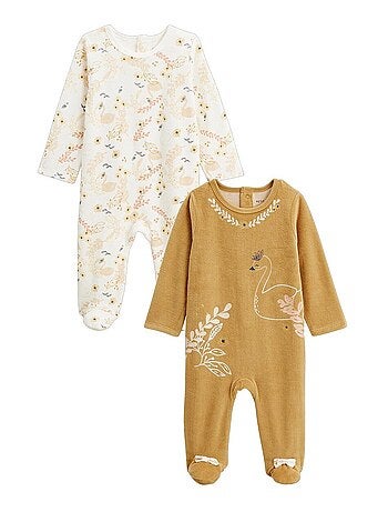 Lot de 2 pyjamas bébé en velours Swan