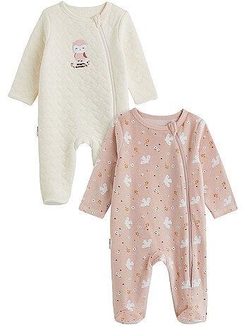 Lot de 2 pyjamas bébé ouverture zippée miette