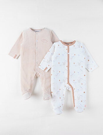 Lot de 2 Pyjamas bébé, Velours Noukie's