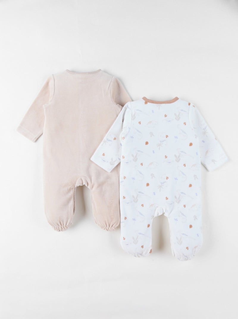Lot de 2 Pyjamas bébé, Velours Noukie's Beige - Kiabi