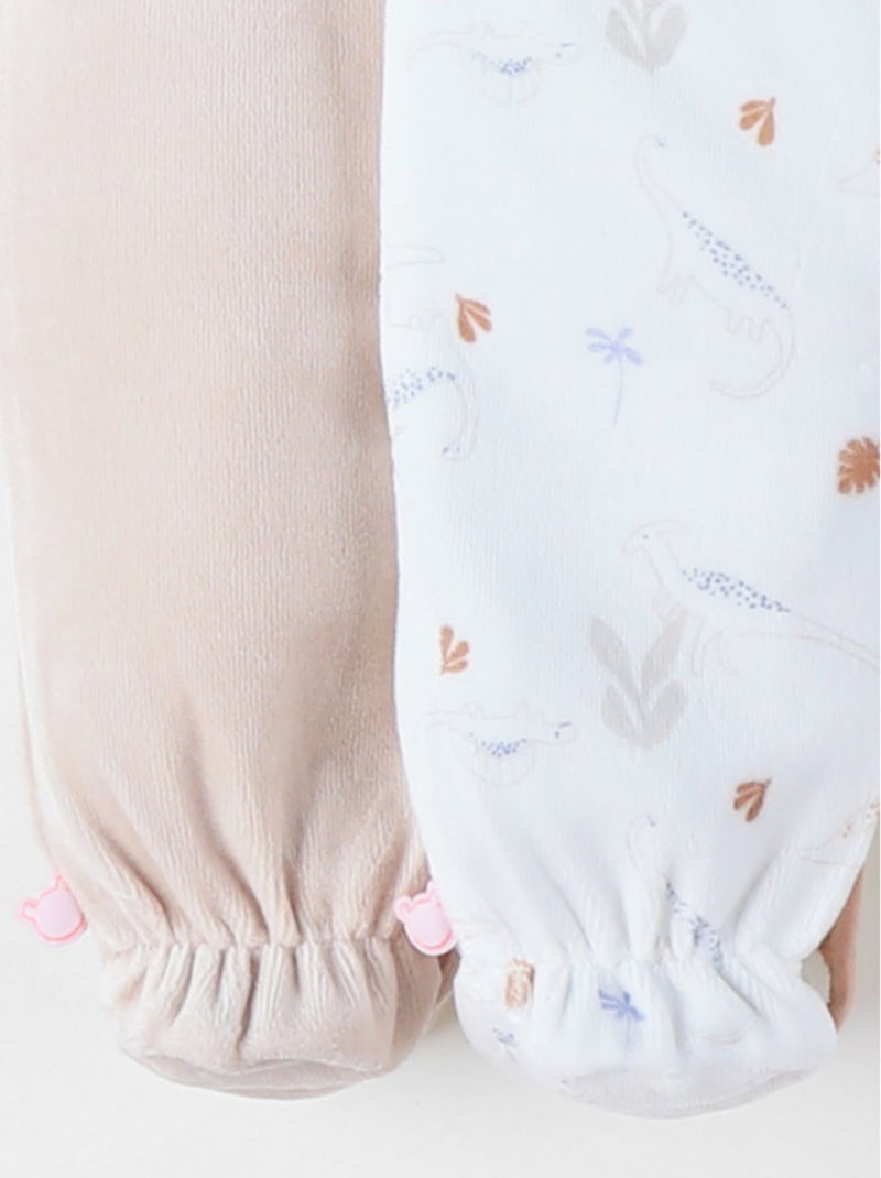 Lot de 2 Pyjamas bébé, Velours Noukie's Beige - Kiabi